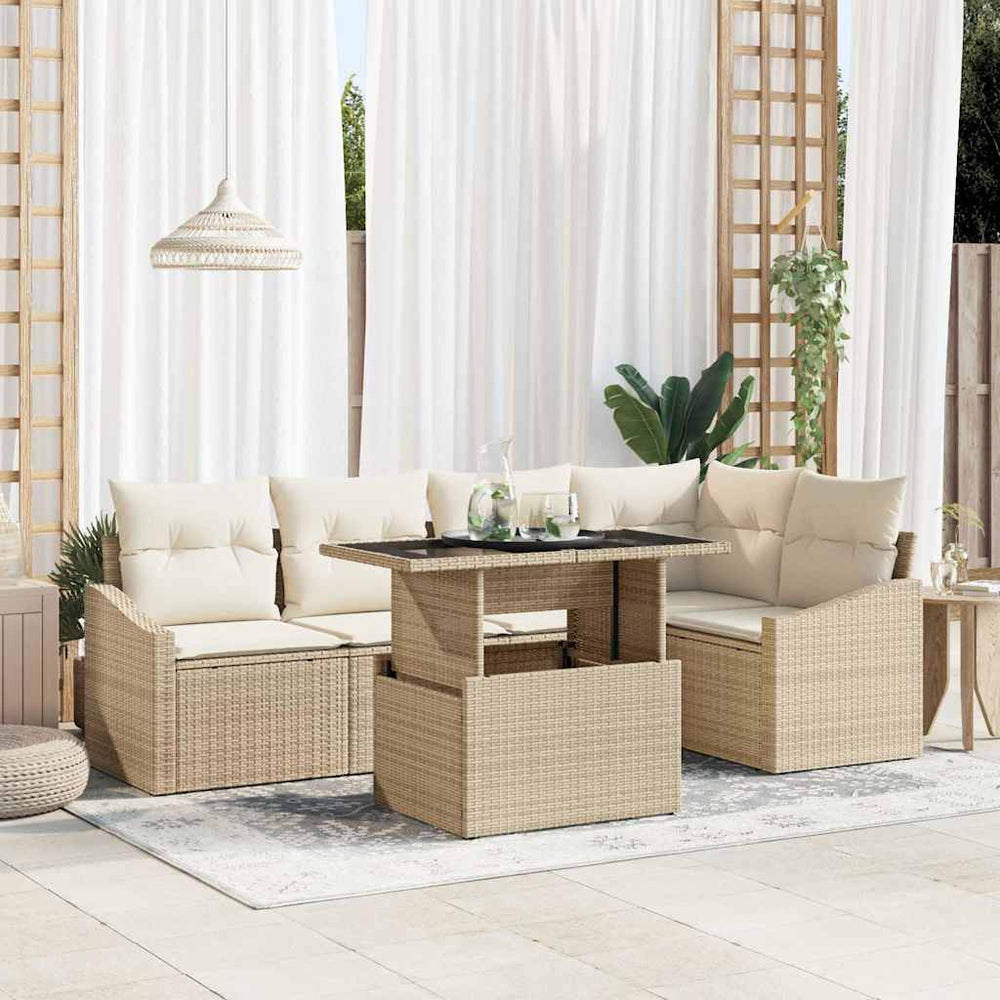 Garten Sofa Set Beige & Creme mit Kissen