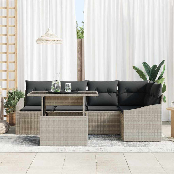 Garten Sofa Set Hellgrau mit Kissen