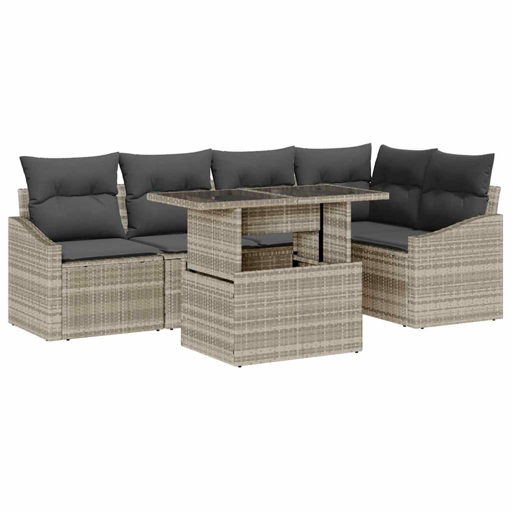 Garten Sofa Set Hellgrau mit Kissen