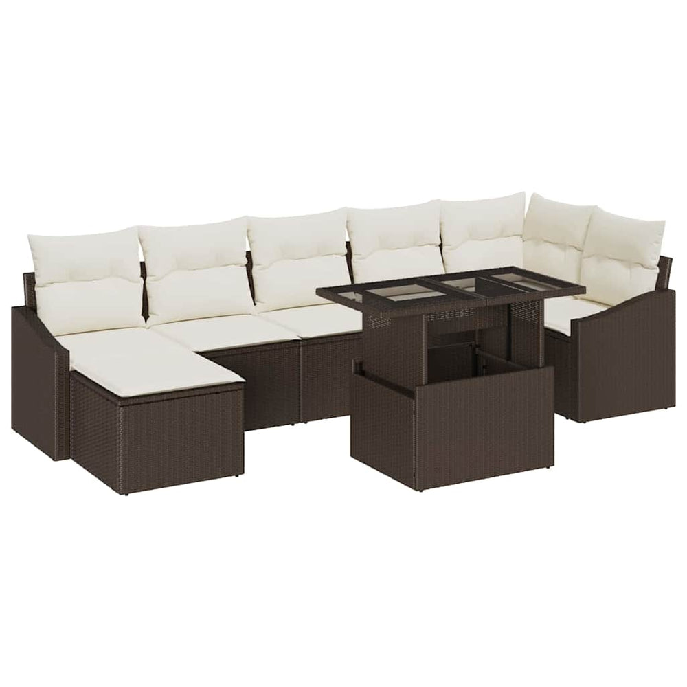 vidaXL Garden Sofa Set with Cushions 8 pcs Brown and Cream Poly Rattan