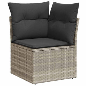 vidaXL Sofa Set with Cushions 10 pcs Light Grey Poly Rattan