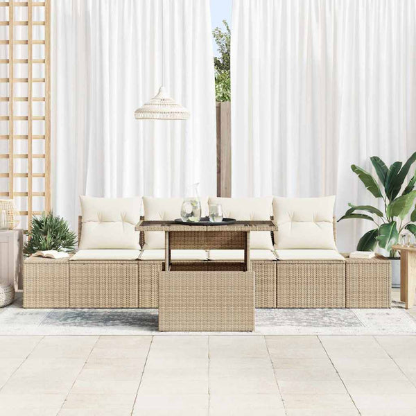 vidaXL Sofa Set with Cushions 5 pcs Beige and Cream Poly Rattan