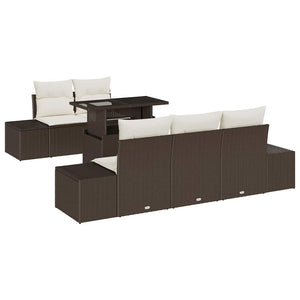 vidaXL Sofa Set with Cushions 6 pcs Brown and Cream Poly Rattan