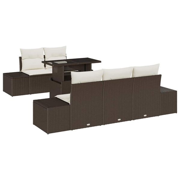 vidaXL Sofa Set with Cushions 6 pcs Brown and Cream Poly Rattan