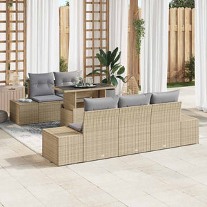 vidaXL Sofa Set with Cushions 6 pcs Beige and Light Gray Poly Rattan