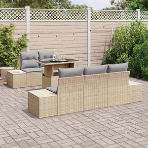 vidaXL Sofa Set with Cushions 6 pcs Beige and Light Gray Poly Rattan