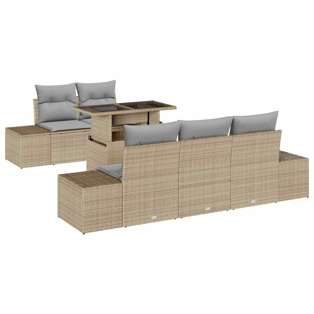vidaXL Sofa Set with Cushions 6 pcs Beige and Light Gray Poly Rattan