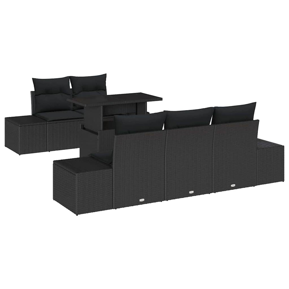 vidaXL 6-piece Black Poly Rattan Sofa Set with Cushions