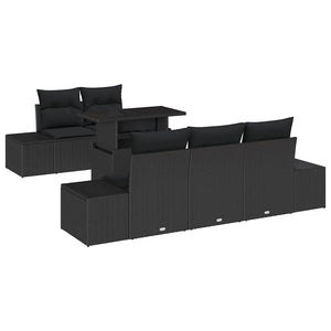 vidaXL 6-piece Black Poly Rattan Sofa Set with Cushions