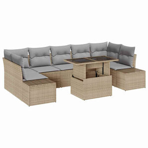 vidaXL Sofa Set with Cushions 8 pcs Beige and Light Grey Poly Rattan