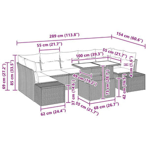vidaXL Sofa Set with Cushions 8 pcs Beige and Light Grey Poly Rattan
