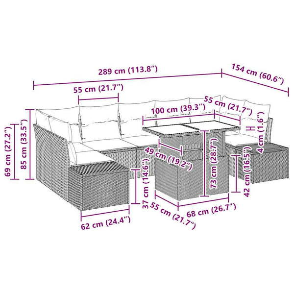 vidaXL Sofa Set with Cushions 8 pcs Beige and Light Grey Poly Rattan