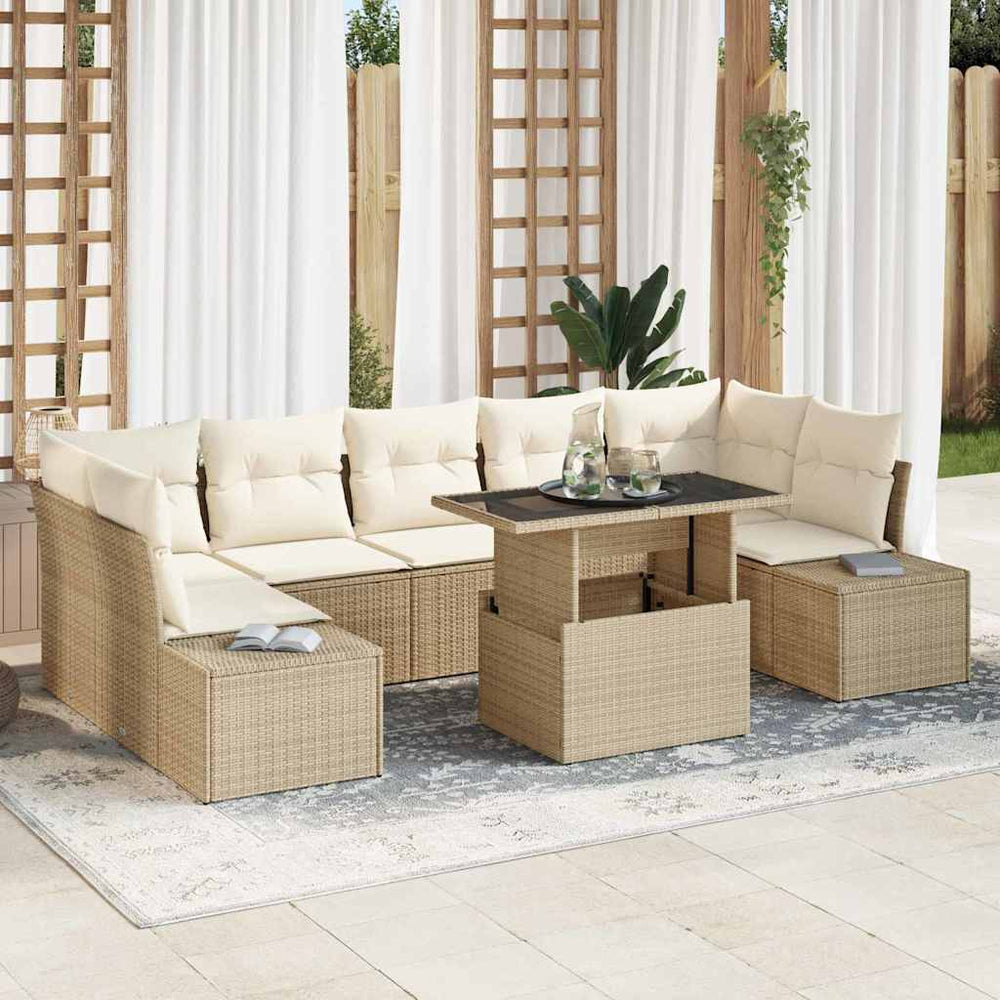 Poly Rattan Sofa Set Beige/Creme 8-teilig