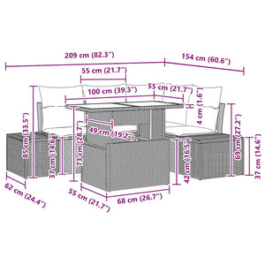 Gartensofa Set Braun Creme Poly-Rattan 5-teilig
