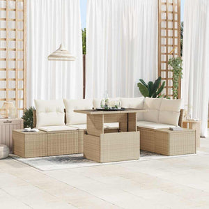 vidaXL Garden Sofa Set with Cushions 6 pcs Beige Poly Rattan