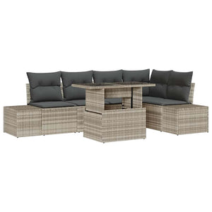 vidaXL Garden Sofa Set with Cushions 6 pcs Light Grey Poly Rattan