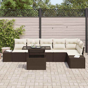 vidaXL Garden Sofa Set with Cushions with Storage 7 pcs Brown and Cream