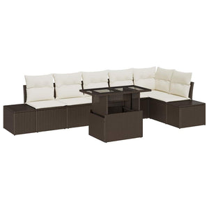 vidaXL Garden Sofa Set with Cushions with Storage 7 pcs Brown and Cream