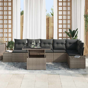 vidaXL Garden Sofa Set with Cushions with Storage 7 pcs Grey