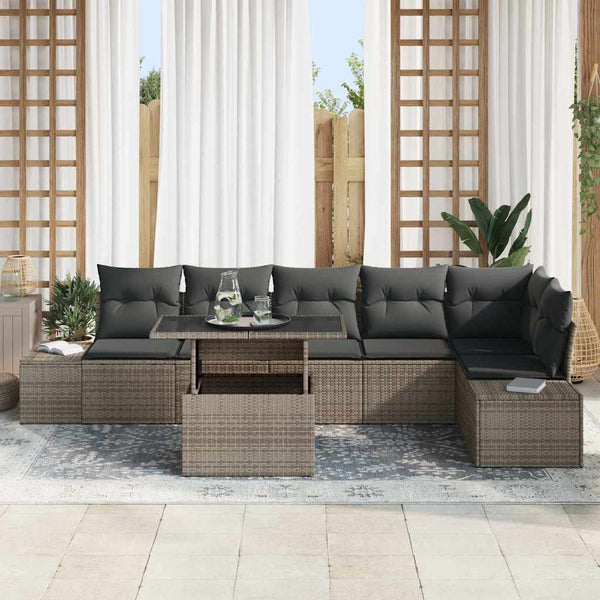 vidaXL Garden Sofa Set with Cushions with Storage 7 pcs Grey
