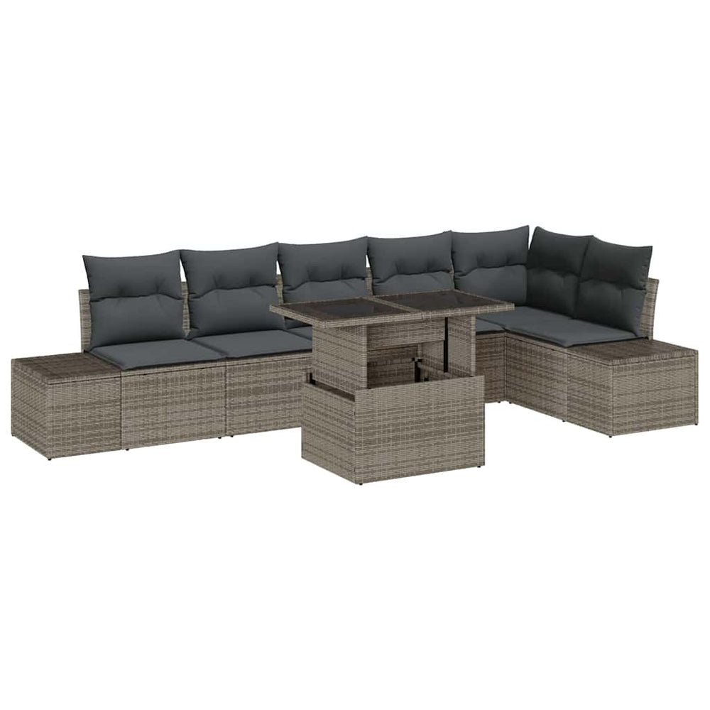vidaXL Garden Sofa Set with Cushions with Storage 7 pcs Grey