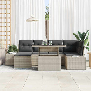 vidaXL Garden Sofa Set with Cushions 7 pcs Light Gray