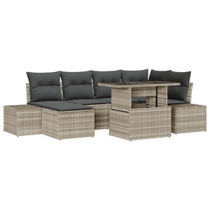 vidaXL Garden Sofa Set with Cushions 7 pcs Light Gray