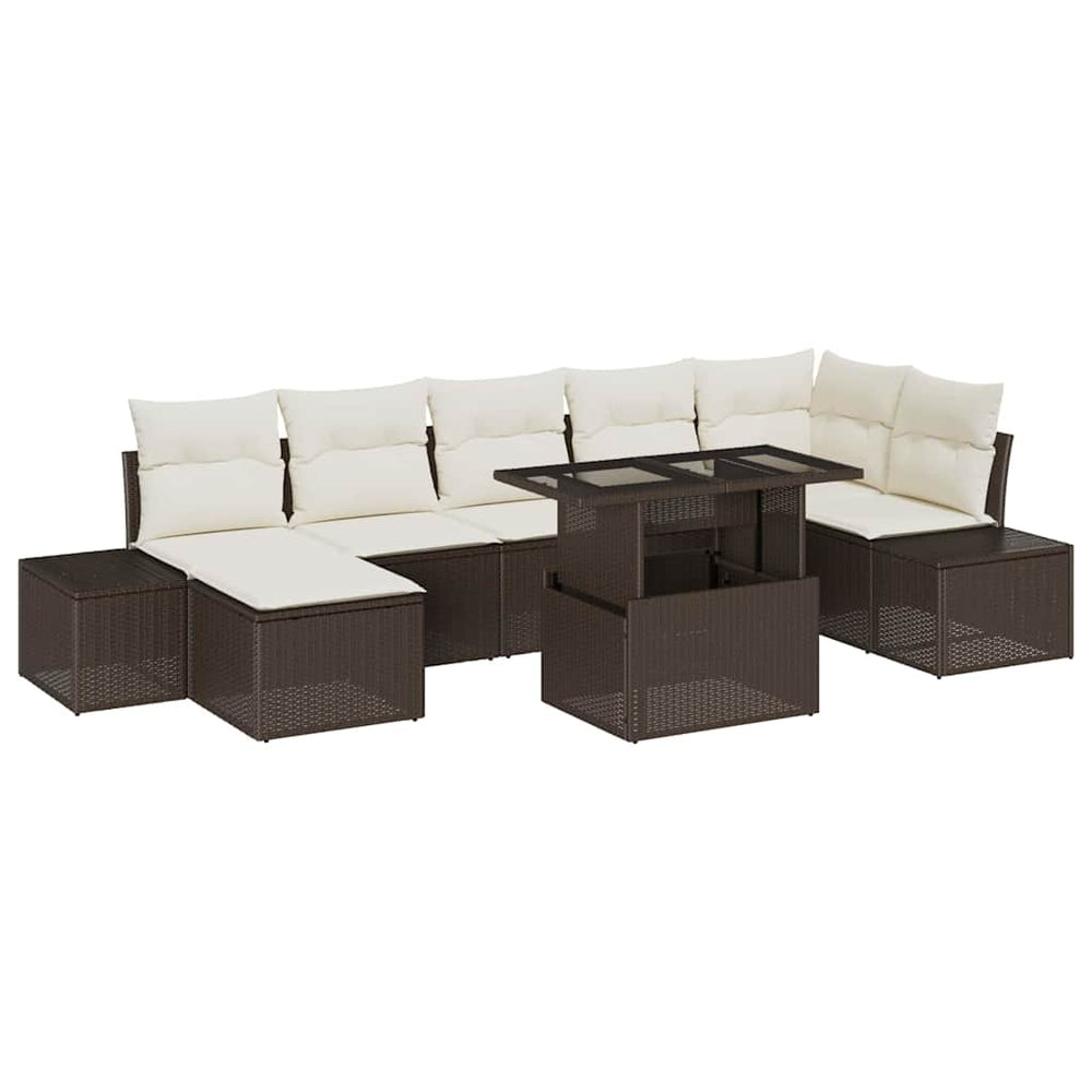 vidaXL Garden Sofa Set with Cushions 8 pcs Brown and Cream