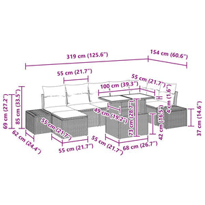 vidaXL Garden Sofa Set with Cushions 8 pcs Brown and Cream