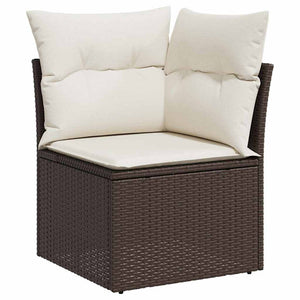vidaXL Garden Sofa Set with Cushions 9 pcs Brown and Cream Poly Rattan