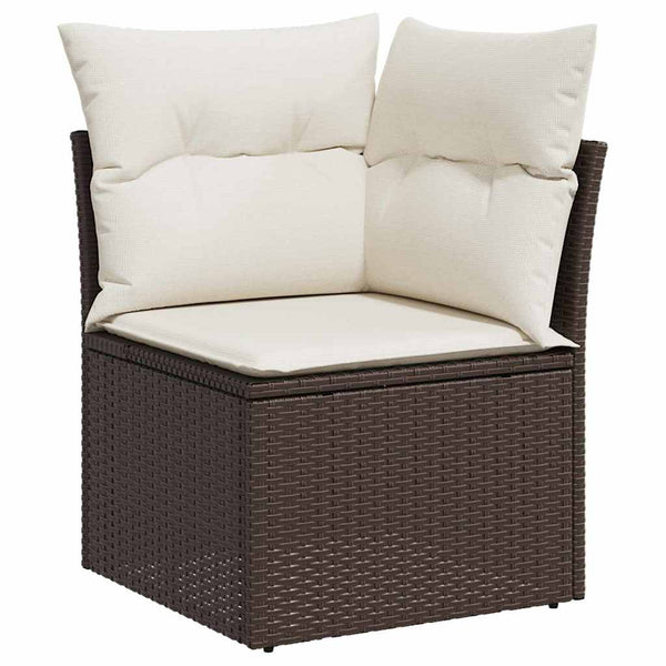 vidaXL Garden Sofa Set with Cushions 9 pcs Brown and Cream Poly Rattan
