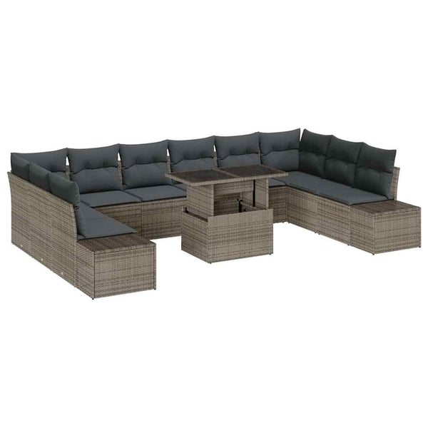 vidaXL Garden Sofa Set with Cushions and Storage 11 pcs Grey