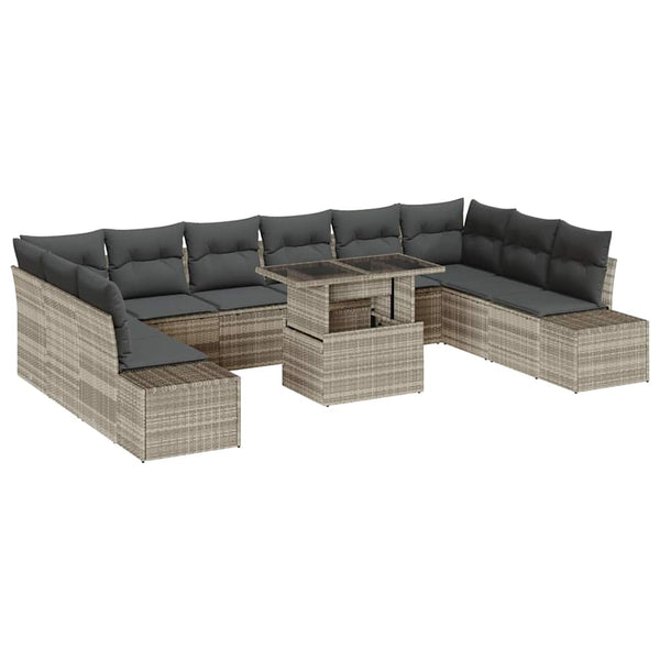 vidaXL Garden Sofa Set with Cushions with Storage 11 pcs Light Grey
