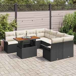 vidaXL Garden Sofa Set with Cushions Black and Cream