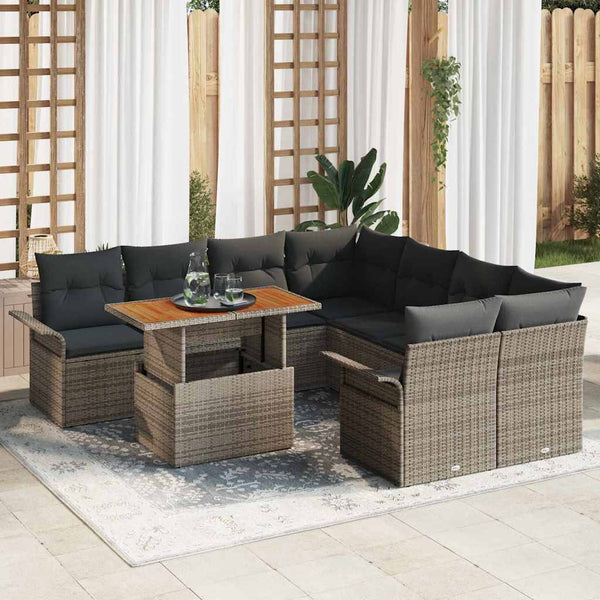 vidaXL Garden Sofa Set with Cushions Grey