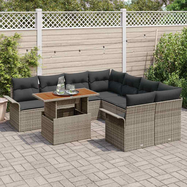 vidaXL Garden Sofa Set with Cushions Grey