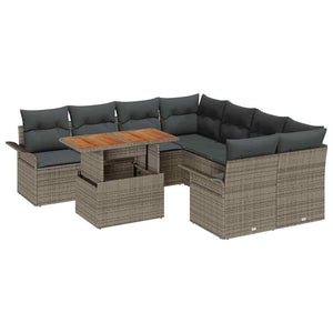 vidaXL Garden Sofa Set with Cushions Grey