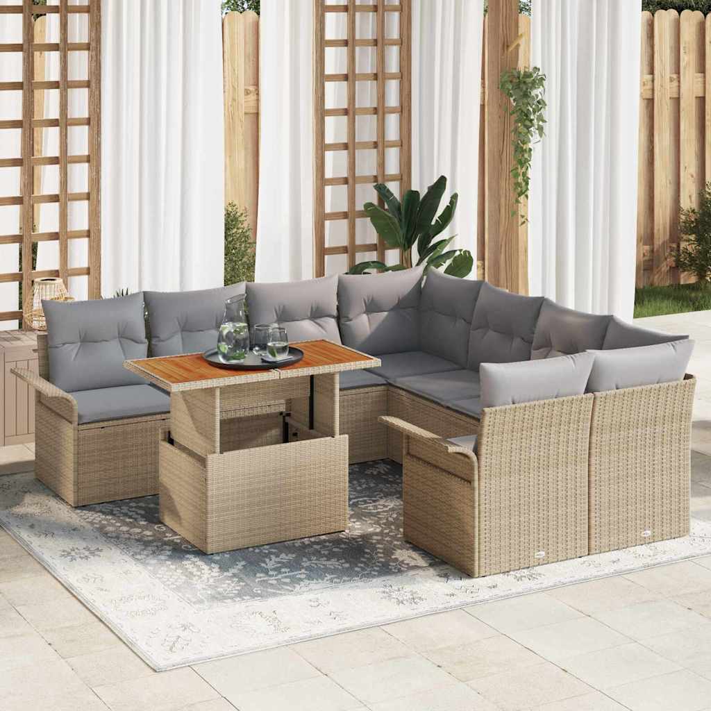 vidaXL Garden Sofa Set with Cushions Beige and Light Grey