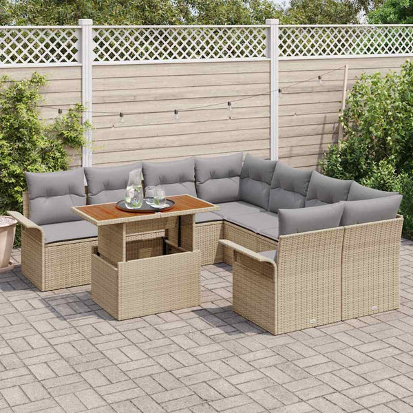 vidaXL Garden Sofa Set with Cushions Beige and Light Grey