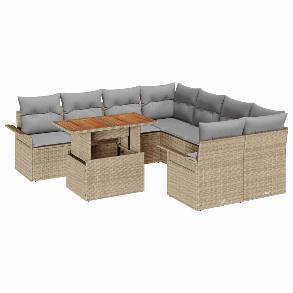 vidaXL Garden Sofa Set with Cushions Beige and Light Grey