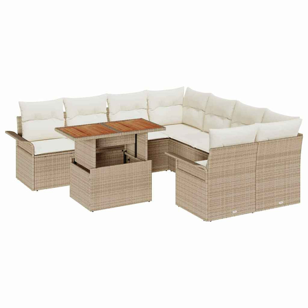 vidaXL Garden Sofa Set with Cushions Beige and Cream