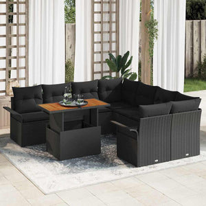 vidaXL Garden Sofa Set with Cushions Black