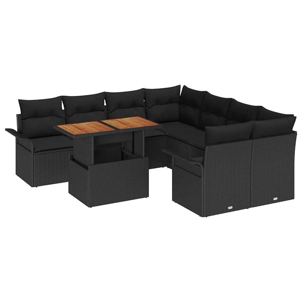 vidaXL Garden Sofa Set with Cushions Black