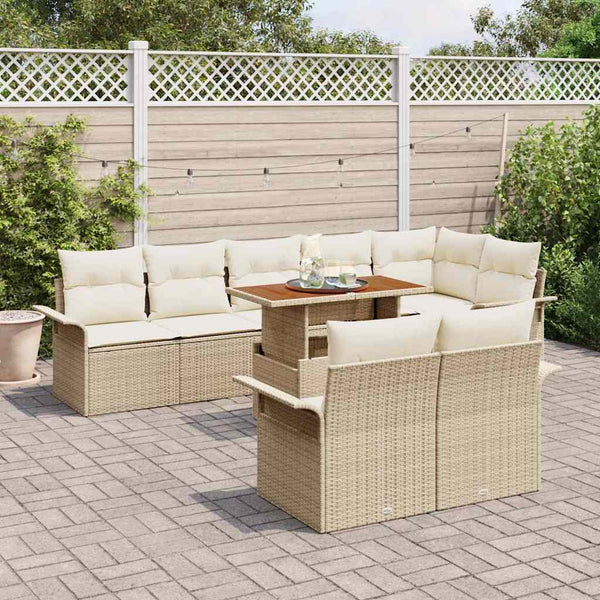vidaXL Garden Sofa Set with Cushions 9 pcs Beige and Cream Poly Rattan