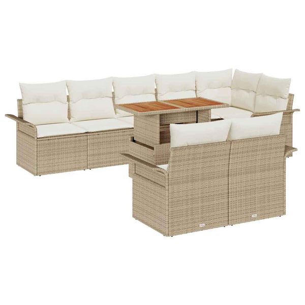 vidaXL Garden Sofa Set with Cushions 9 pcs Beige and Cream Poly Rattan