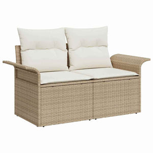 vidaXL Garden Sofa Set with Cushions 9 pcs Beige and Cream Poly Rattan