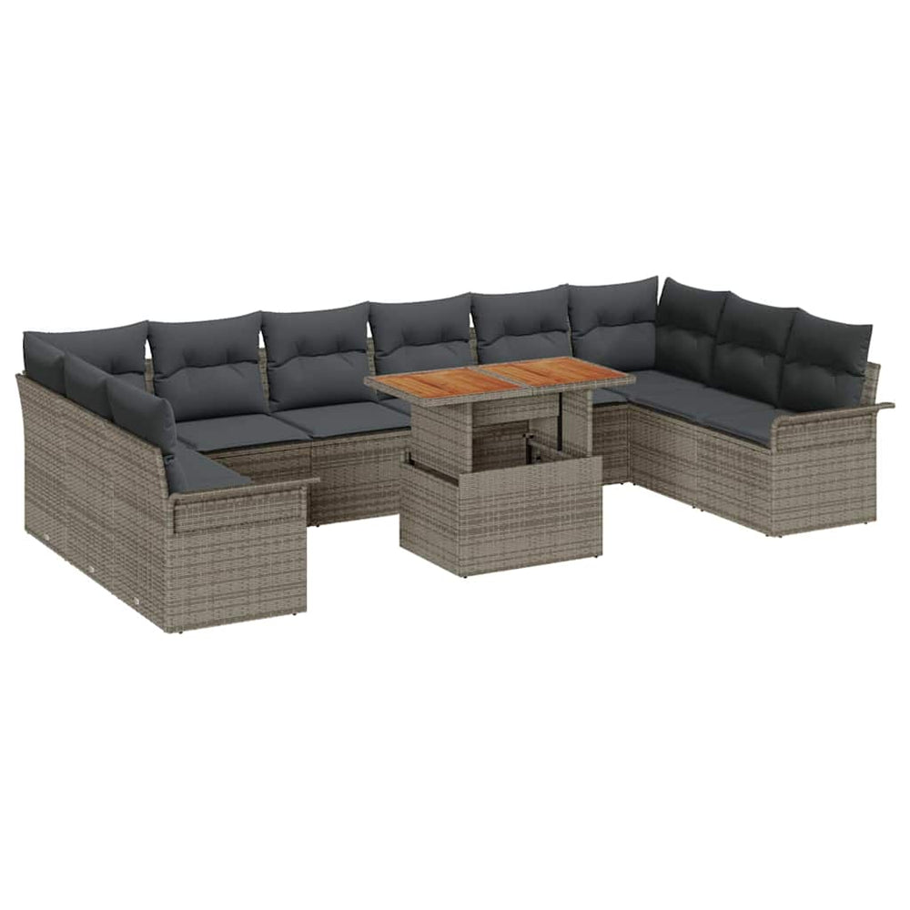 vidaXL Garden Sofa Set with Cushions 11 pcs Grey Poly Rattan