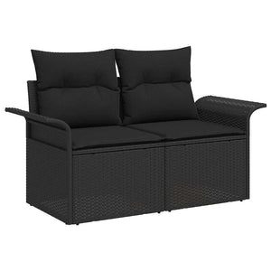vidaXL Garden Sofa Set with Cushions 11 pcs Black Poly Rattan