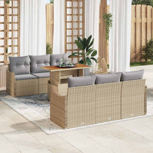 vidaXL Garden Sofa Set with Cushions 7 pcs Beige and Light Gray Poly Rattan