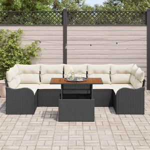 vidaXL Garden Sofa Set with Cushions 8 pcs Black and Cream Poly Rattan
